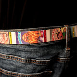 Garbage Pail Kids Card Belt on Blue Jeans