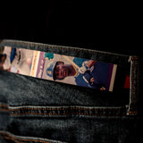 Ken Griffey Jr. Baseball Card Belt on Blue Jeans