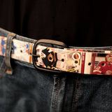 Hockey Goalies Hockey Card Belt on Blue Jeans