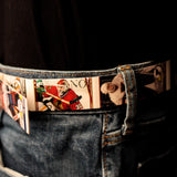 Hockey Goalies Hockey Card Belt on Blue Jeans