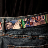 Ken Griffey Jr. Baseball Card Belt on Blue Jeans