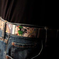 Hockey Goalies Hockey Card Belt on Blue Jeans