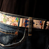 Hockey Goalies Hockey Card Belt on Blue Jeans